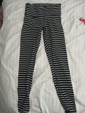 Athleta Black and White Striped Leggings